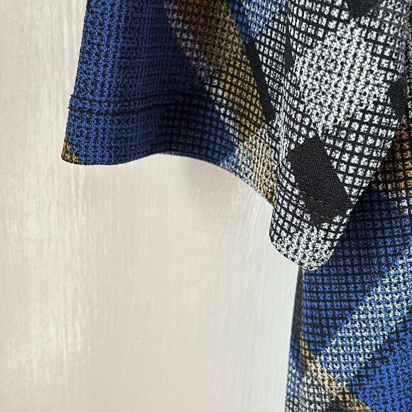 Blue Plaid Scoop Neck 3/4 Sleeve Top by Brochure-Size 1X - Picture 5 of 8